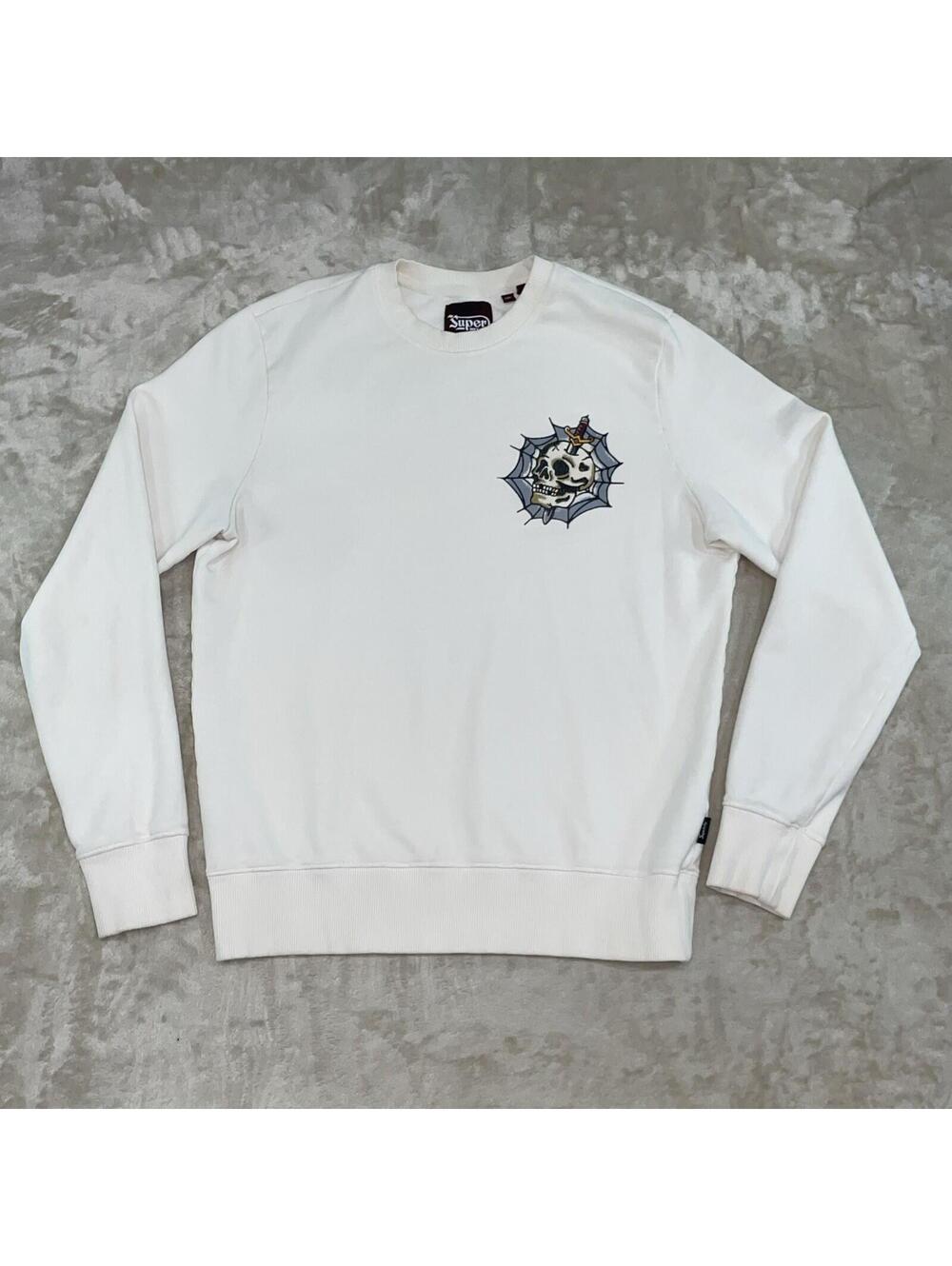 Superdry Tattoo Graphic Crewneck Sweatshirt Cream Men’s M -Excellent Condition